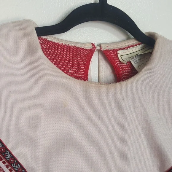 Vintage Scott McClintock 1980s Red White Pullover Sweater Bibbed Collar Small - Picture 4 of 9